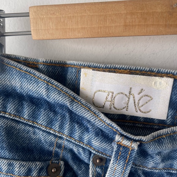 Reworked Cache Shorts Womens SM Denim Jean Cutoff Patch Summer Retro Streetwear - Picture 3 of 4